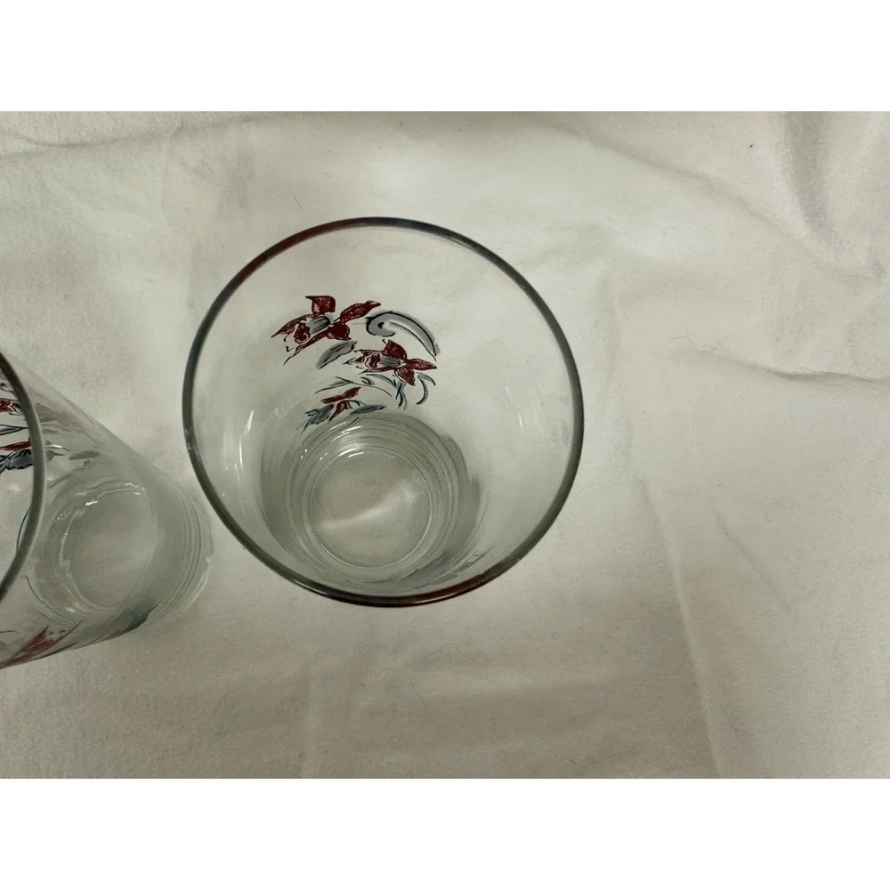 Red Daffodil Flower Glasses Tumblers 6.25